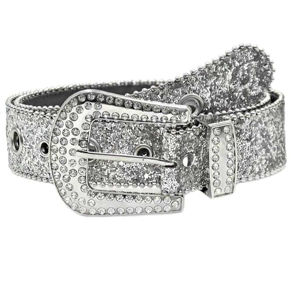 2514 Silver Rhinestone Belts Glitter Bb Bling Western Cowgirl